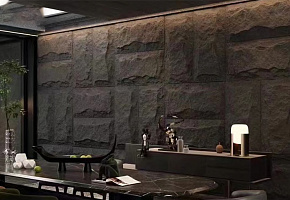 Панель декоративная HLP6012-04 Супер тонкий камень Volcanic  grey - Фото интерьеров №11